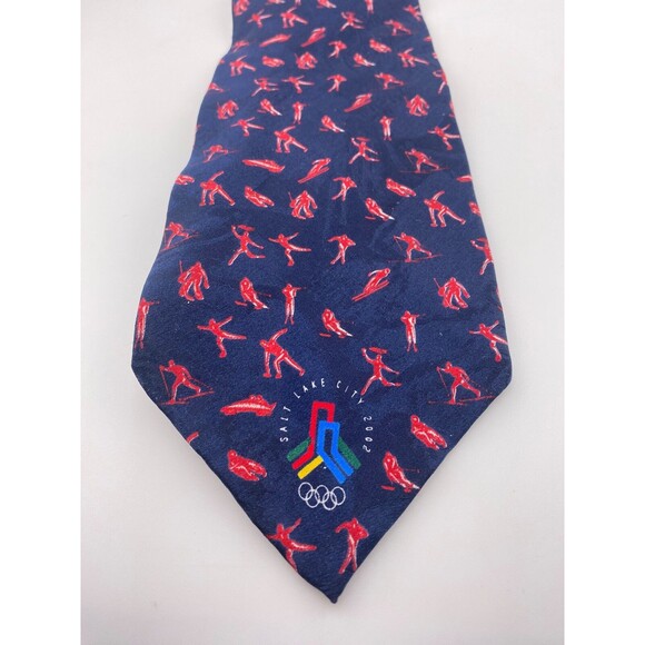 2002 Salt Lake Olympics Bid Committee 100% Silk Neck Tie Winter Games Ski Hockey - Picture 2 of 5